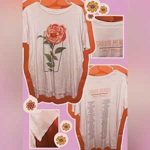 Shawn Mendes THE TOUR t-shirt white with flower